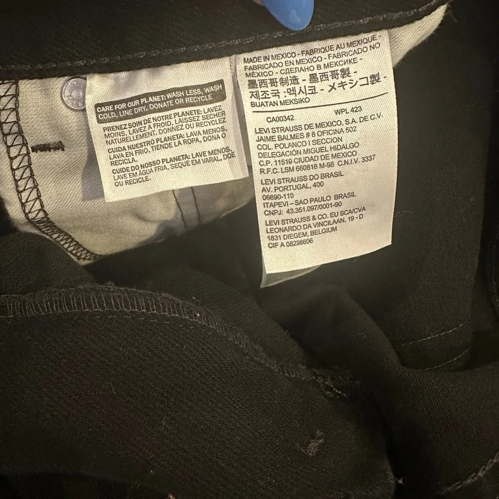 Levi's 505 Regular Fit Black Denim Jeans Mens W44 L32 Straight Leg Heavyweight